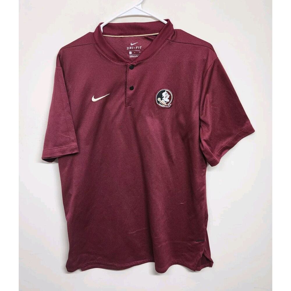 Florida State NCAA Nike Dri Fit Short Sleeve Henley Shirt Men's Large 1455